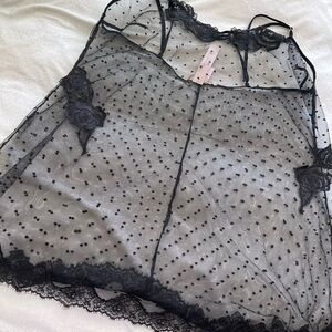 Victoria's Secret Sheer Black Polka Dot Chemise & Thong